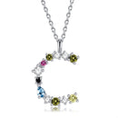 S925 Sterling Silver 26 Engligh Letters Colorful Zircon Women Nacklace Jewelry, Style:C(Silver)