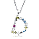 S925 Sterling Silver 26 Engligh Letters Colorful Zircon Women Nacklace Jewelry, Style:D(Silver)