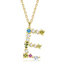 S925 Sterling Silver 26 Engligh Letters Colorful Zircon Women Nacklace Jewelry, Style:E(Gold)