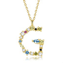 S925 Sterling Silver 26 Engligh Letters Colorful Zircon Women Nacklace Jewelry, Style:G(Gold)