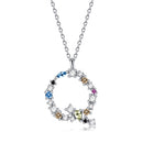 S925 Sterling Silver 26 Engligh Letters Colorful Zircon Women Nacklace Jewelry, Style:Q(Silver)