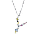 S925 Sterling Silver 26 Engligh Letters Colorful Zircon Women Nacklace Jewelry, Style:Y(Silver)
