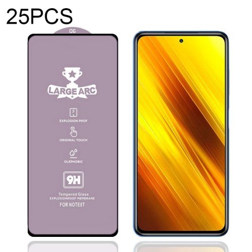 For Xiaomi Poco X3 NFC 25 PCS 9H HD Large Arc High Alumina Full Screen Tempered Glass Film