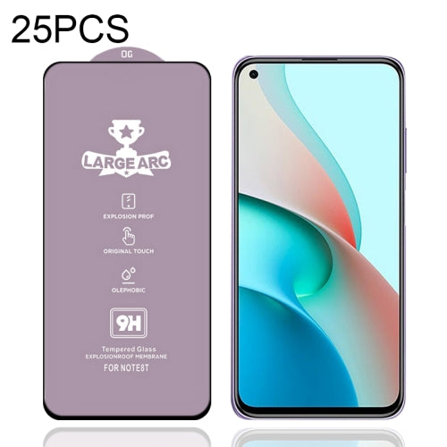 For Xiaomi Redmi Note 9 5G 25 PCS 9H HD Large Arc High Alumina Full Screen Tempered Glass Film