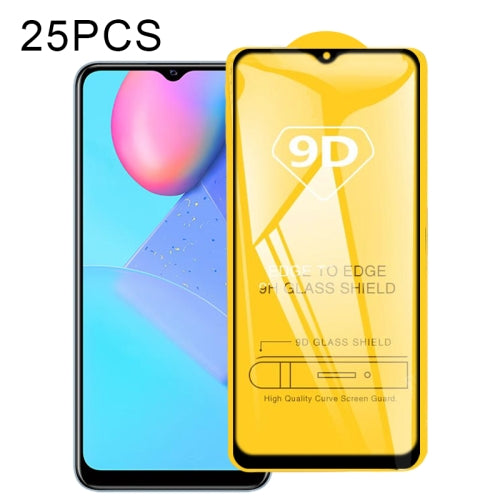 For vivo Y30 Standard 25 PCS 9D Full Glue Full Screen Tempered Glass Film