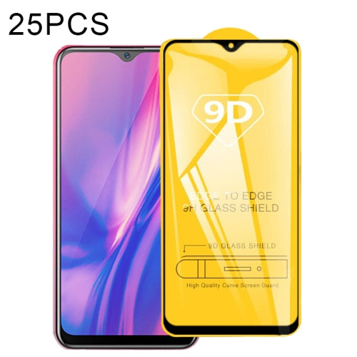 For vivo Y12i 25 PCS 9D Full Glue Full Screen Tempered Glass Film