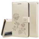 For Huawei Honor 10X Lite Rose Embossed Horizontal Flip PU Leather Case with Holder & Card Slots & Wallet(Gold)