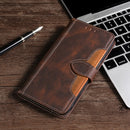 For Samsung Galaxy M10 Stitching Skin Feel Magnetic Buckle Horizontal Flip PU Leather Case with Holder & Card Slots & Wallet(Brown)