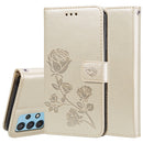 For Samsung Galaxy A32 4G Rose Embossed Horizontal Flip PU Leather Case with Holder & Card Slots & Wallet(Gold)