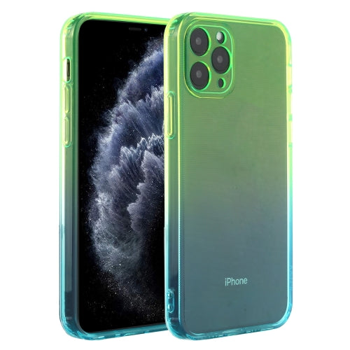Straight Edge Gradient Color TPU Protective Case For iPhone 11 Pro Max(Blue Green)