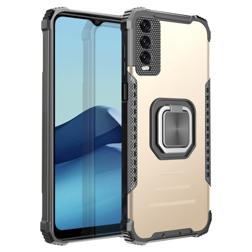 For vivo Y20 / Y20i / Y20s / Y12a / Y12s Fierce Warrior Series Armor All-inclusive Shockproof Aluminum Alloy + TPU Protective Case with Ring Holder(Gold)