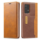 For Samsung Galaxy A52 5G / 4G LC.IMEEKE LC-001 Series PU + TPU Color Matching Frosted Horizontal Flip Leather Case with Holder & Card Slot(Yellow)