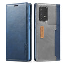 For Samsung Galaxy A72 5G / 4G LC.IMEEKE LC-001 Series PU + TPU Color Matching Frosted Horizontal Flip Leather Case with Holder & Card Slot(Blue)