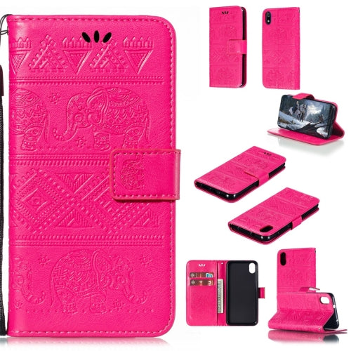 For Xiaomi Redmi 7A Elephant Embossing Horizontal Flip Leather Case with Holder & Card Slots & Wallet & Lanyard(Rose Red)