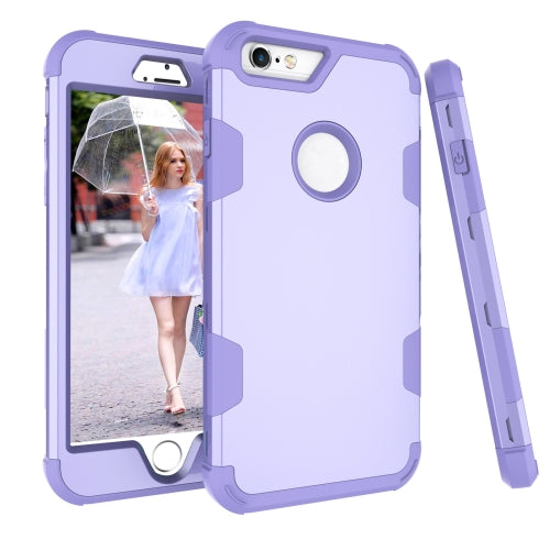 Contrast Color Silicone + PC Shockproof Case For iPhone 6 Plus(Purple)