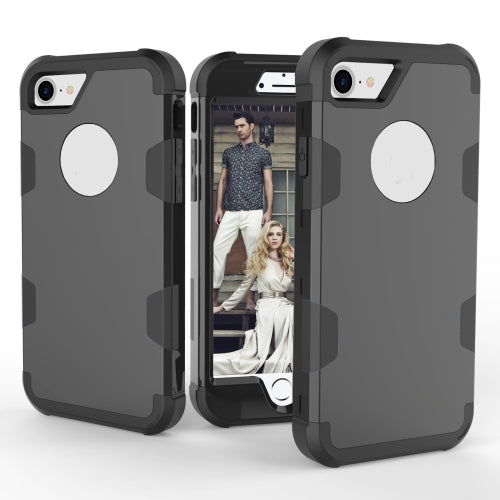 Contrast Color Silicone + PC Shockproof Case For iPhone 8 / 7(Black)