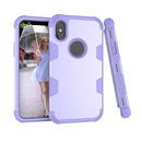 Contrast Color Silicone + PC Shockproof Case For iPhone XS / X(Purple)
