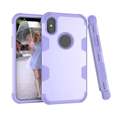 Contrast Color Silicone + PC Shockproof Case For iPhone XS / X(Purple)