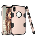 Contrast Color Silicone + PC Shockproof Case For iPhone XS Max(Gold+Black)