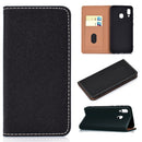 For Galaxy A40 Solid Color Magnetic Horizontal Flip Leather Case with Card Slot & Holder(Black)