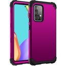 For Samsung Galaxy A52 4G / 5G PC + Silicone Three-piece Shockproof Protection Case(Dark Purple+Black)