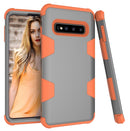 For Samsung Galaxy S10 Contrast Color Silicone + PC Shockproof Case(Grey+Orange)