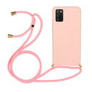 For Samsung Galaxy A02s Wheat Straw Material + TPU Protective Case with Lanyard(Pink)