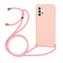 For Samsung Galaxy A32 5G Wheat Straw Material + TPU Protective Case with Lanyard(Pink)