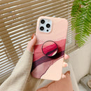 Watercolor Painting Series Half Coverage IMD Workmanship Protective Case with Folding Holder For iPhone 12 / 12 Pro(DX-52)