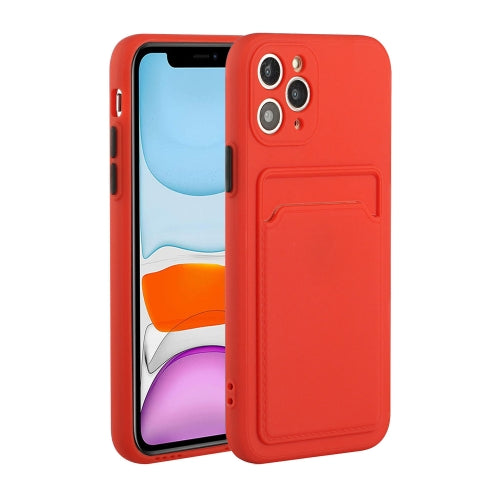 Card Slot Design Shockproof TPU Protective Case For iPhone 11 Pro Max(Red)