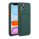 Card Slot Design Shockproof TPU Protective Case For iPhone 12 Pro(Dark Green)