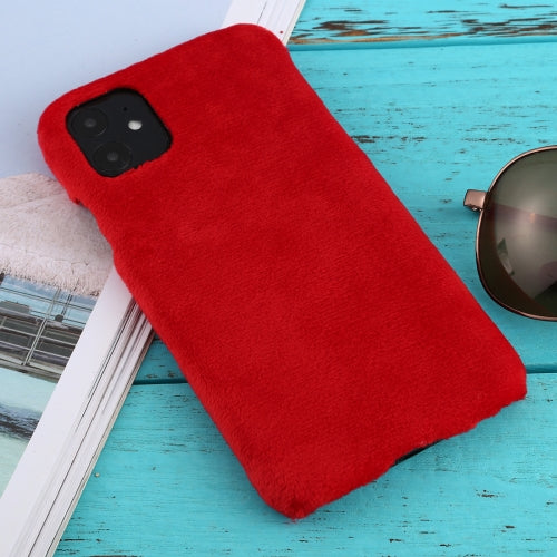 For iPhone 11 Shockproof Plush Back Protective Case(Red)