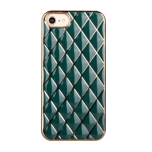 Electroplated Rhombic Pattern Sheepskin TPU Protective Case For iPhone 8 Plus / 7 Plus(Dark Green)