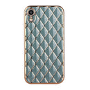 Electroplated Rhombic Pattern Sheepskin TPU Protective Case For iPhone XR(Grey Green)