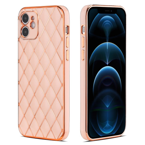 Electroplated Rhombic Pattern Sheepskin TPU Protective Case For iPhone 11(Pink)