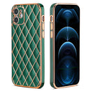 Electroplated Rhombic Pattern Sheepskin TPU Protective Case For iPhone 12 mini(Dark Green)