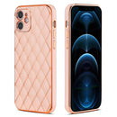 Electroplated Rhombic Pattern Sheepskin TPU Protective Case For iPhone 12(Pink)