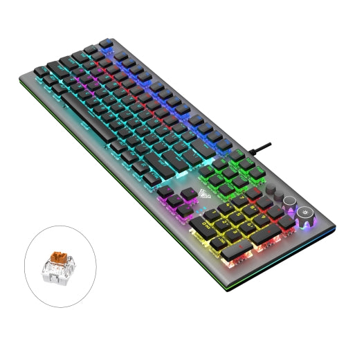 AULA S2096 108 Keys USB Flank Cool Light Mechanical Gaming Keyboard, Brown Shaft(Black)