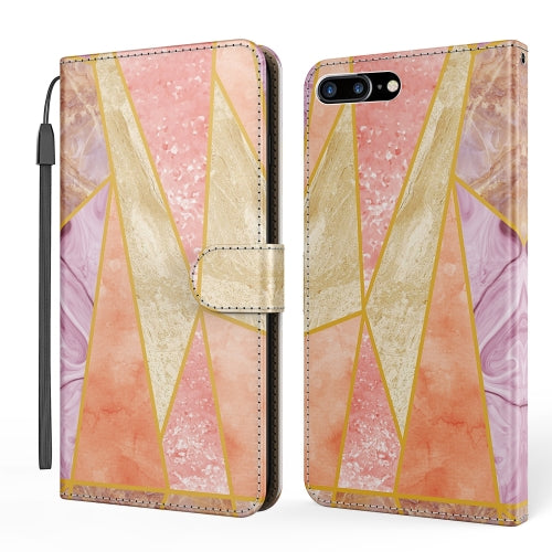 Marble Horizontal Flip TPU+PU Leather Case with Holder & Card Slots & Wallet & Lanyard For iPhone 8 Plus & 7 Plus(Pink Purple)