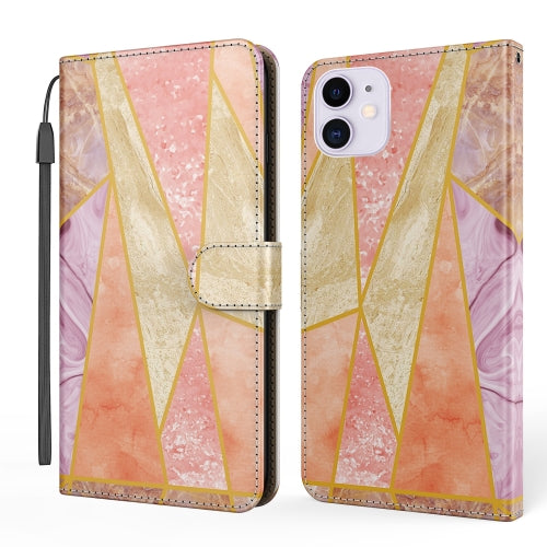 Marble Horizontal Flip TPU+PU Leather Case with Holder & Card Slots & Wallet & Lanyard For iPhone 11(Pink Purple)