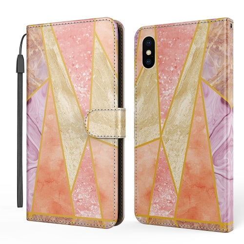 Marble Horizontal Flip TPU+PU Leather Case with Holder & Card Slots & Wallet & Lanyard For iPhone XS Max(Pink Purple)