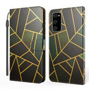 For Samsung Galaxy S20 FE Marble Horizontal Flip TPU+PU Leather Case with Holder & Card Slots & Wallet & Photo Frame & Lanyard(Black Green)