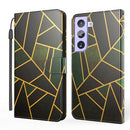 For Samsung Galaxy S21 FE Marble Horizontal Flip TPU+PU Leather Case with Holder & Card Slots & Wallet & Photo Frame & Lanyard(Black Green)