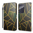 For Samsung Galaxy S21 Ultra 5G Marble Horizontal Flip TPU+PU Leather Case with Holder & Card Slots & Wallet & Photo Frame & Lanyard(Black Green)