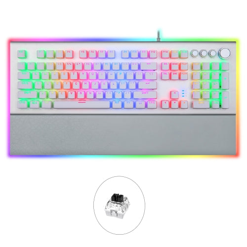 AULA L2098 108 Keys USB RGB Light Wired Mechanical Gaming Keyboard, Black Shaft(Silver)