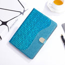 Laser Glitter Stitching Crocodile Texture Horizontal Flip Leather Case with Storage Grid & Holder For iPad Air (2020) (Blue)
