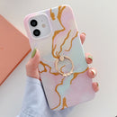 Golden Powder Dream Color Marble Pattern TPU Protective Case with Ring Stand For iPhone 11 Pro(Colorful)