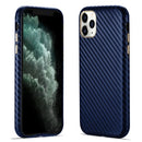 Carbon Fiber Leather Texture Kevlar Anti-fall Phone Protective Case For iPhone 11 Pro Max(Blue)