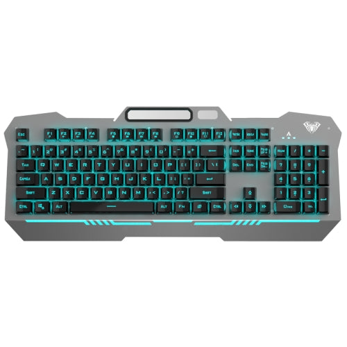 AULA F3010 USB Ice Blue Light Wired Mechanical Gaming Keyboard with Mobile Phone Placement(Black)