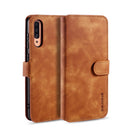 For Galaxy A70s DG.MING Retro Oil Side Horizontal Flip Case with Holder & Card Slots & Wallet(Brown)
